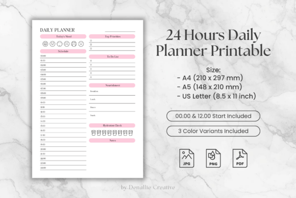 Download 24 Hours Daily Planner Printable - Printable Collection