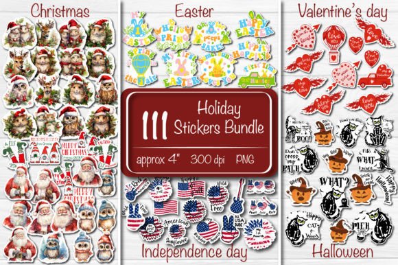 Download Holiday Stickers Bundle Printable Sticke - Printable Collection